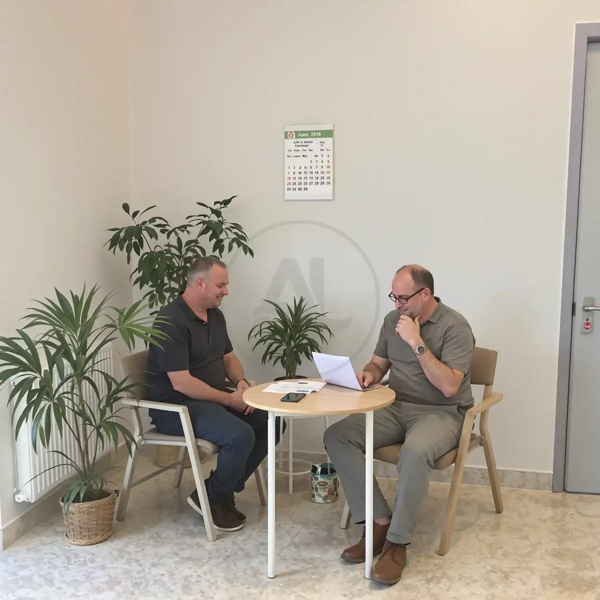 Consultation between a patient and a specialist in a clinic office