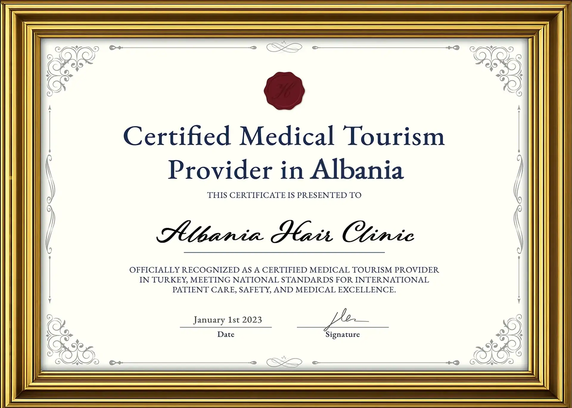 Certifikata e Klinikës së Flokëve në Shqipëri