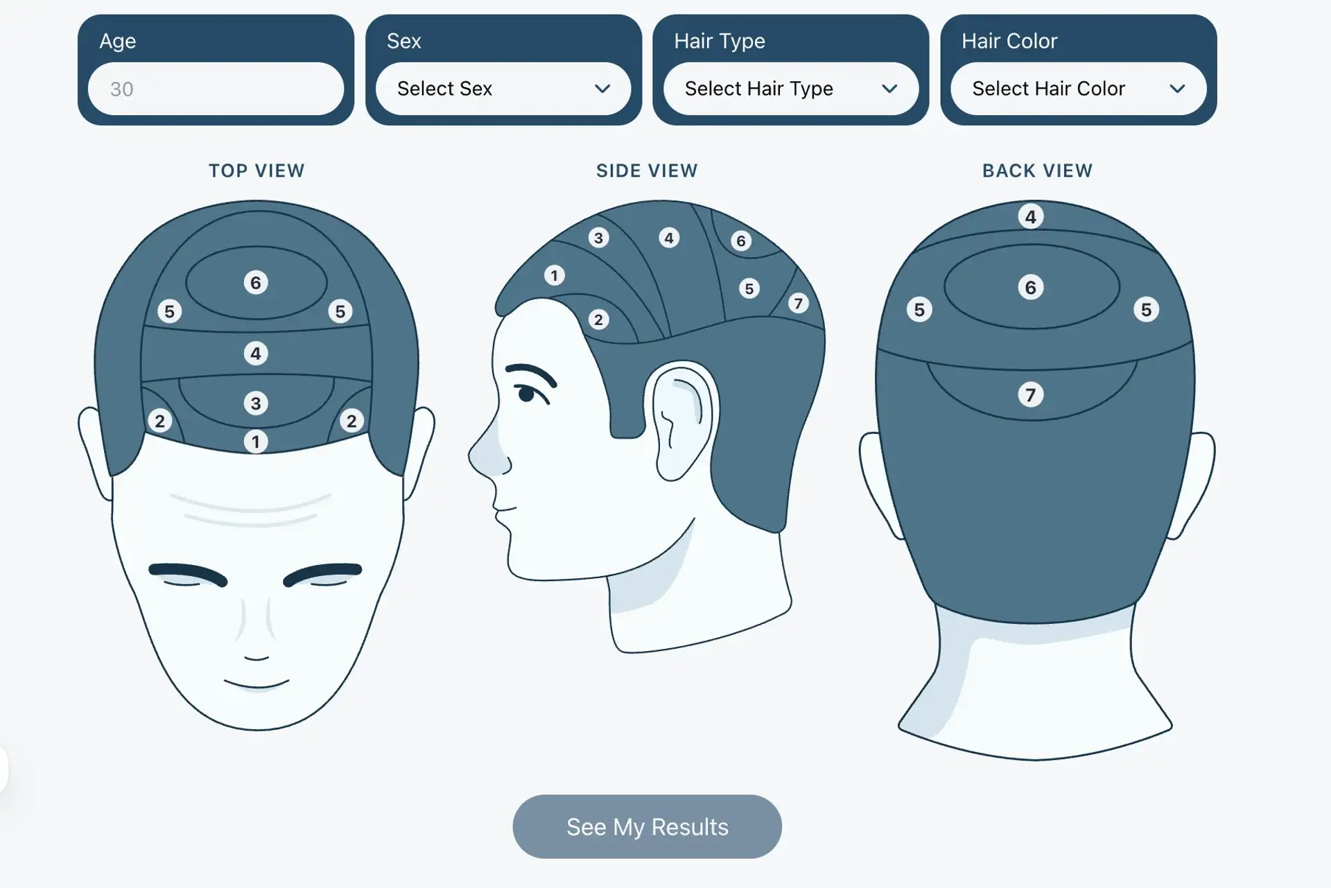 Hair graft calculator tool interface